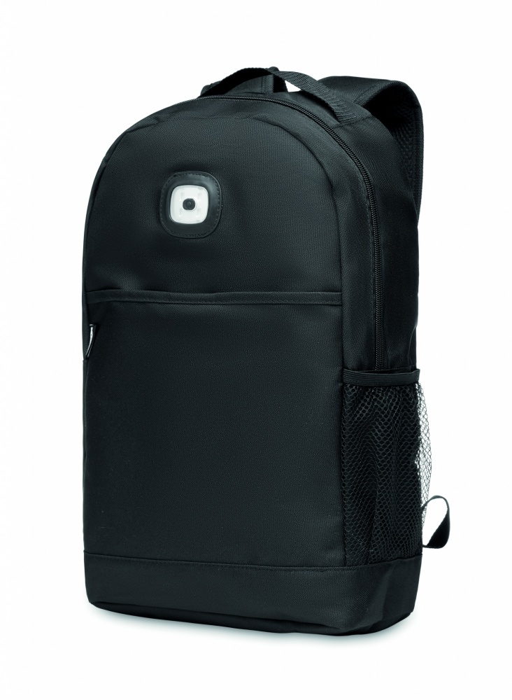 Logo trade advertising products image of: Backpack in RPET & COB light